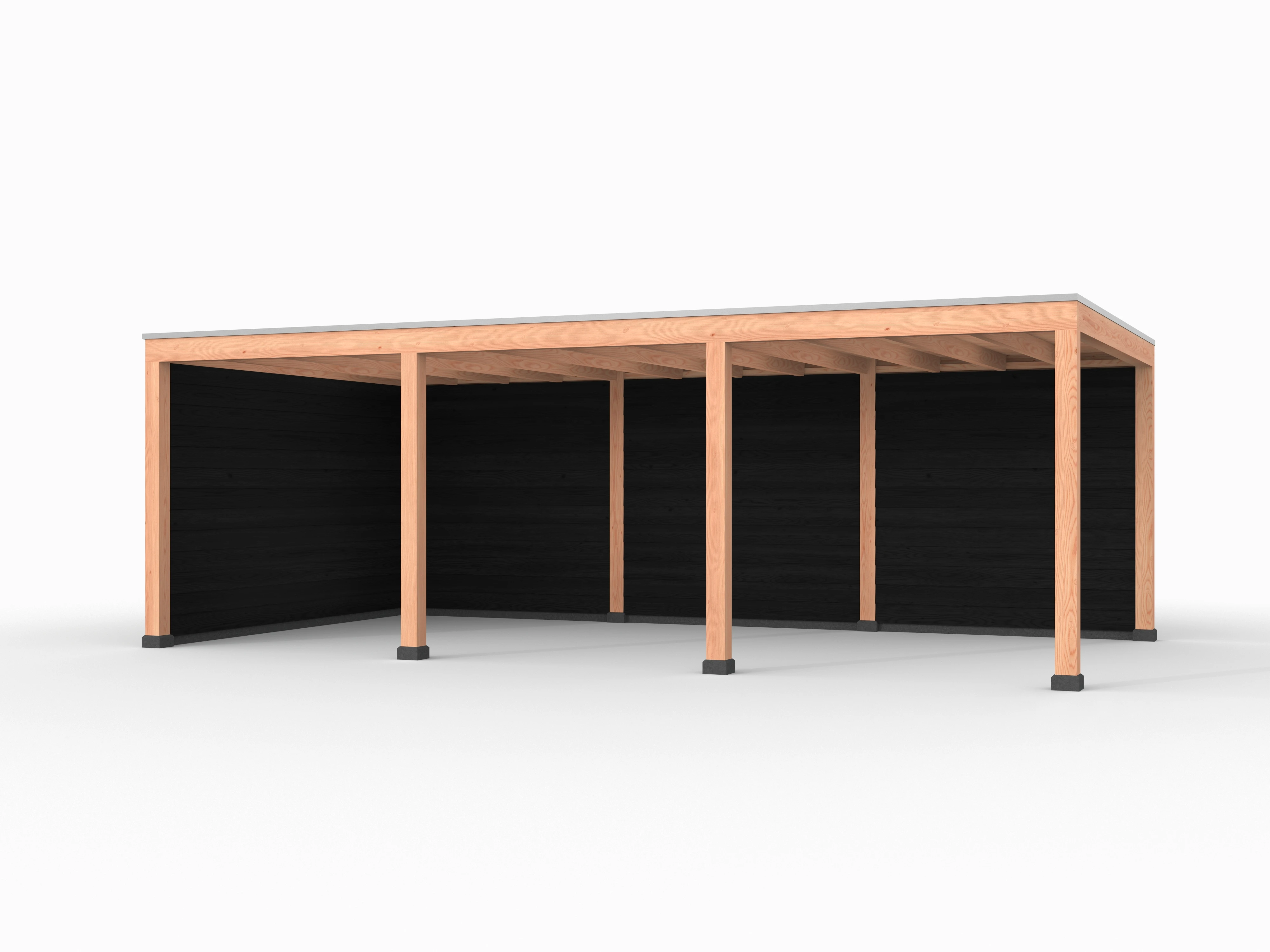 Douglas overkapping, 750 x 400, met achterwand en zijwand, Westwood Elegant zwart - Afbeelding 1